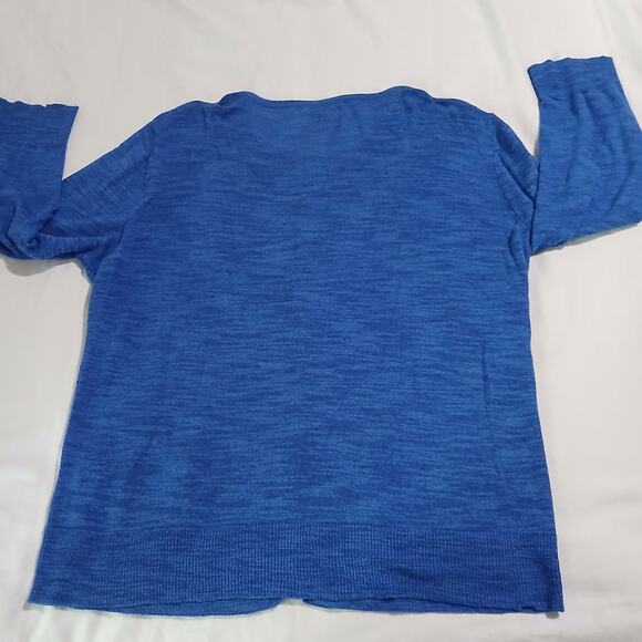 Cable & Gauge Large Royal Blue Cotton Blend Cardigan Sweater Lightweight - Picture 5 of 12